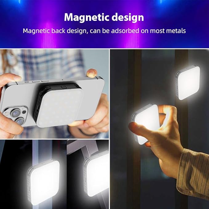 Andoer Magnetic Pocket RGB Video Light Photography Fill Light 2500K-9000K Dimmable 20 Lighting Effects Video Conference Light for Computer Tablet Mobile Phone DSLR Camera with Clip Cold Shoe Adapter