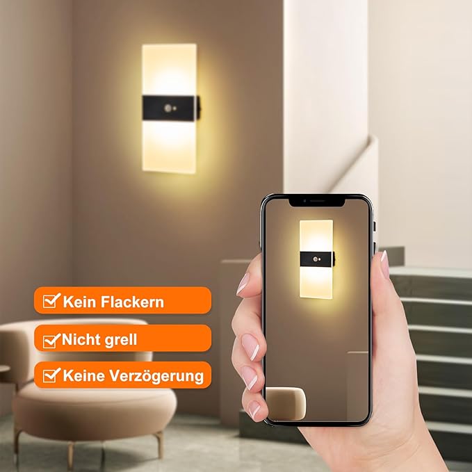 Wall Sconce, LED Wall Lights for Room Decor, Battery Operated Wall Sconce, Remote Control, Dimmable, Rechargeable, Small Night Lights for Hallway Stairway Porch Closet