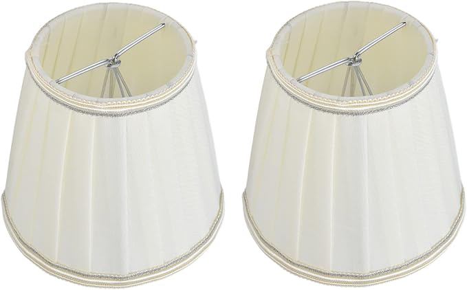 2Pcs Small Lamp Shade, Pleated Fabric Lampshade Clip On Modern Lampshades for Table Floor Lamp, Pendant Light Chandelier, 3.6 inch Top x 5.6 inch Bottom x 5.1 inch Height(Light Beige)