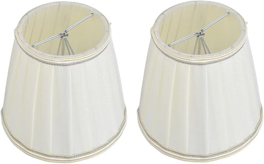 2Pcs Small Lamp Shade, Pleated Fabric Lampshade Clip On Modern Lampshades for Table Floor Lamp, Pendant Light Chandelier, 3.6 inch Top x 5.6 inch Bottom x 5.1 inch Height(Light Beige)