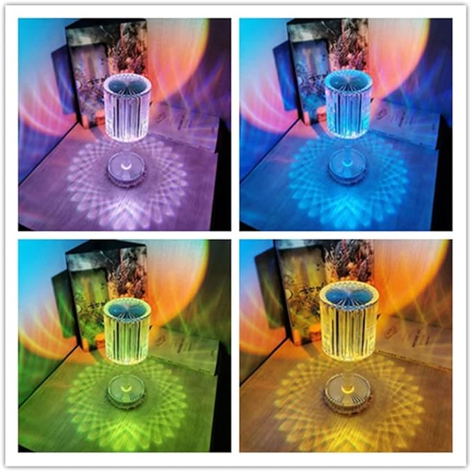 Crystal Lamp, Crystal Table Lamp Rose Crystal Lamp USB Diamond Table Lamp 16 Color Changing Touch Crystal Lamp (B)