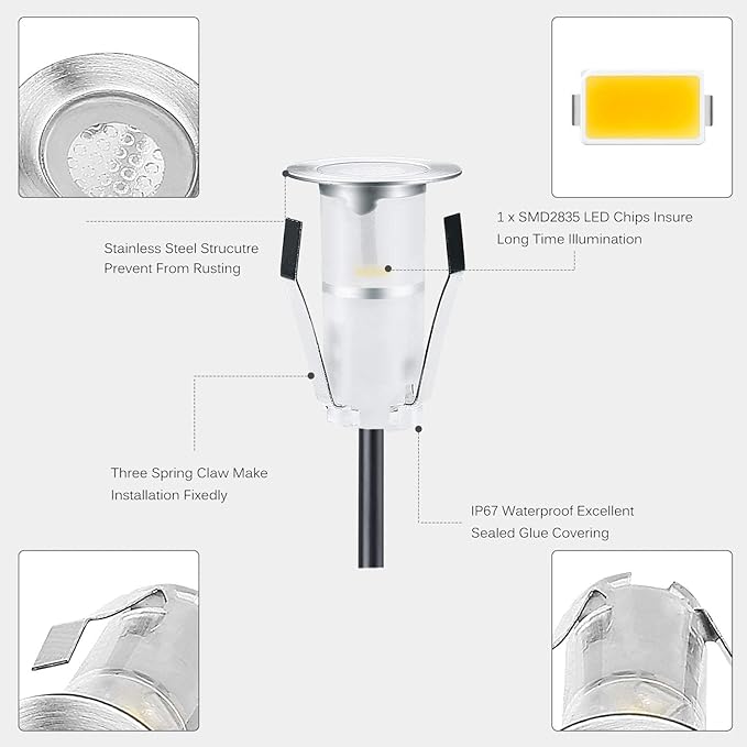 LED Deck Lights 0.7" Tiny Deck Driveway Light Dock Path Step Road Light Outdoor and Indoor Decoration Security Lighting (RGB, 6pcs)