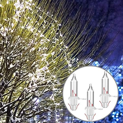 Mudder 60 Count Christmas Tree Replacement Light Bulbs 2.5v 0.425 Watt Replacement Bulb Mini Incandescent Wire String Lights Decoration for Prelit Xmas Tree(White Base with Warm White Bulb)