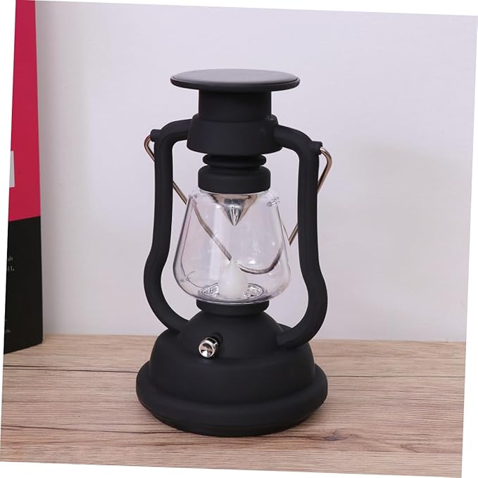 USB Rechargeable Solar Retro Camping Lantern Portable Hand-Powered Light for Hiking Emergency Use and Outdoor Activities Black