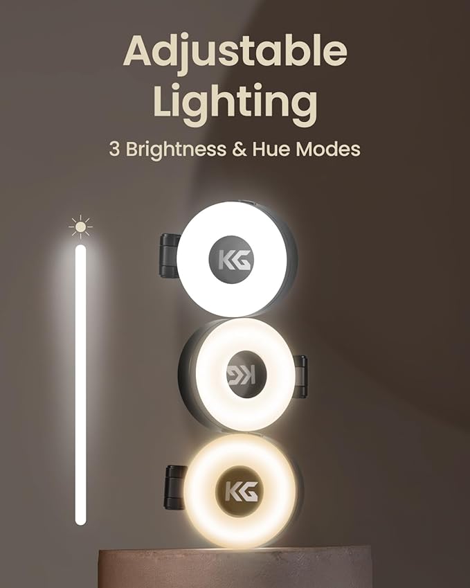 KraftGeek Magnetic Selfie Light for iPhone, Portable Phone Ring Light with Rechargeable Battery, Compact LED Phone Light for Travel, Video Recording, Vlogging