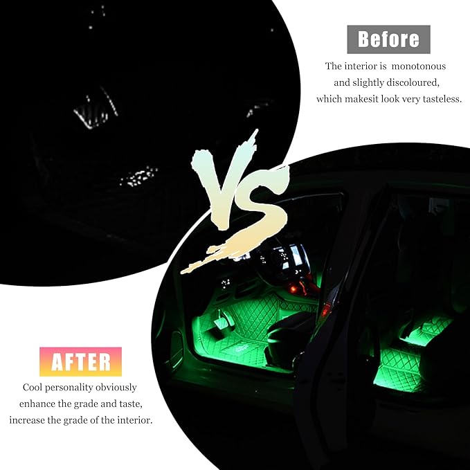 4 PCS USB LED Car Interior Atmosphere Lamp, Portable Plug-in 5V USB Car LED Interior Lighting Night Lamp, Mini USB Ambient Lighting Decor for Home Car Laptop Keyboard (Green)