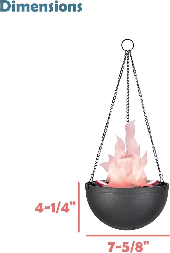 Aspen Creative 61168-25-1,LED Hanging Fire Flame Light Prop for Halloween,Christmas and Party Decor,Black Finish,Purple Flickering Light Effect