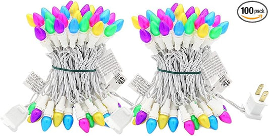 Easter Lights String，Easter Decorations, 2PACK 50Count 13Feet Multi Color Pastel Christmas Lights with White Wire Plug in End to End Connectable for Indoor Outdoor Party Yard Garden Patio Home