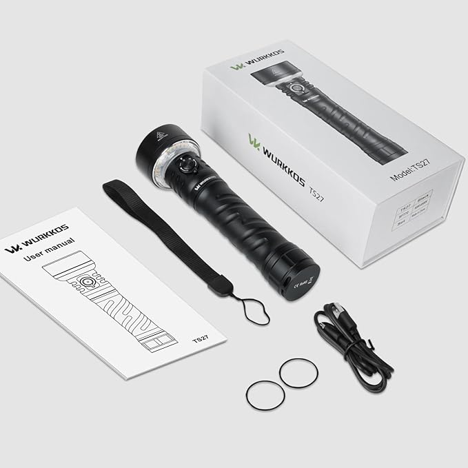 Wurkkos TS27 Rechargeable High Lumen Flashlights, 3200LM 2772Feet Long Throw Super Bright Flashlight,Bidirectional Lighting 300-hour Ultra-Long Flashlights, (with Threaded Interface)