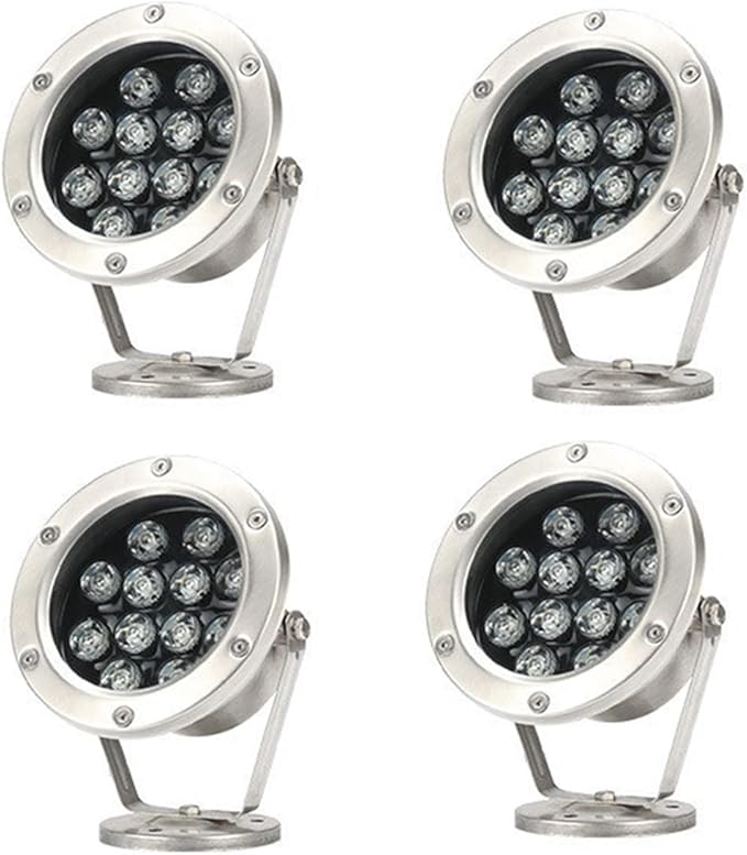 Braiton LED Pond Lights,Underwater Spotlight IP68 Waterproof Submersible Spot Light RGB Color Changing for Aquarium Fish Tank Garden Fountain Pool 4PCS,RGB,12W