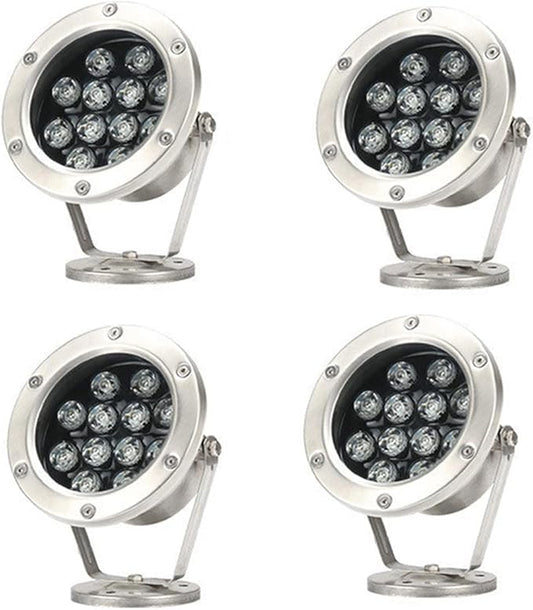 Braiton LED Pond Lights,Underwater Spotlight IP68 Waterproof Submersible Spot Light RGB Color Changing for Aquarium Fish Tank Garden Fountain Pool 4PCS,RGB,12W