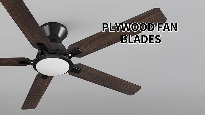 CEME Ceiling Fans with Lights, 10 Speeds DC Ceiling Fan with Remote, Modern 3 Light Colors Dimmable Low Profile for Bedroom, Living room, 52 inches, Black