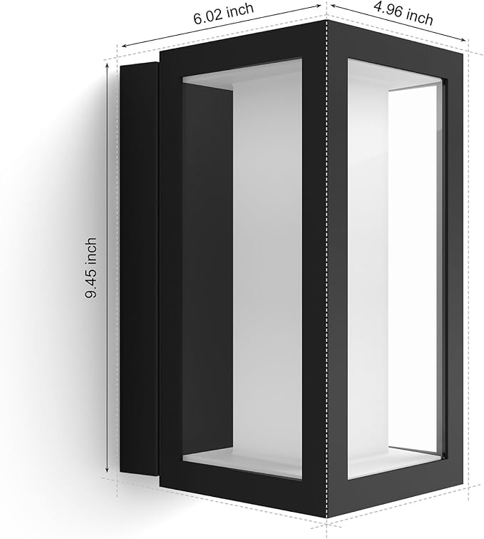 Philips Hue Impress Outdoor Wall Light (Hardwired), (6.1 x 9.4 in), 1 Pack, White & Color Smart LED Light, Voice Control, Bridge Required