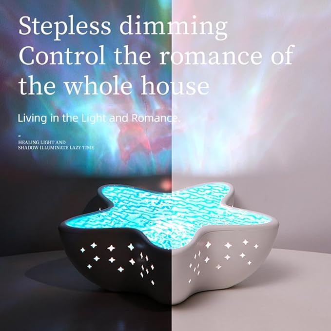 Starfish Ocean Projection Lamp,Romantic Water Ripple Night Light,7 Colors Ocean Wave Projector Light,3D Holographic Water Ripple Touch Control Aurora Projector for Room Decor Meditation Relaxation