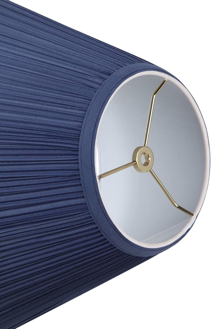Aspen Creative 33170, Mushroom Pleated Traditional Dark Blue Spider Lamp Shade, 6-1/2" Top x 15" Bottom x 11" Slant