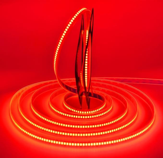 LED Strip Lights, 16.4ft/5m AC110-130V Dimmable 10000LM SMD 2835 600 LEDs Tube Waterproof IP68 LED Lights Strip Ribbon, More Brightness Than Low Voltage LED Strip Lights (Red)