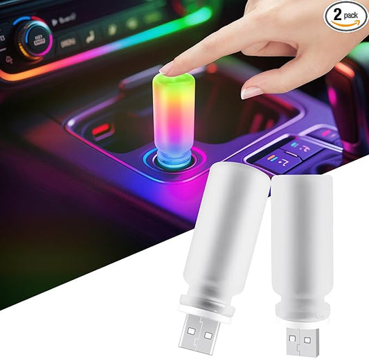 USB Light Touch Dimmable Retro Interior Car Lights,Multicolor &13 Modes Mini USB Light Bulb for Car Night Light, Bedroom,Party,Christmas Hallway,Camping, 2Pack