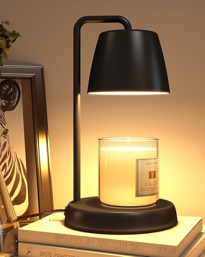 Candle Warmer Lamp with Timer and Dimmer - Electric Candle Lamp Warmer for Jar Candles - Ideal Home Decor Gift for Women, Daughter, and Mom - Includes 2 Bulbs (Black)