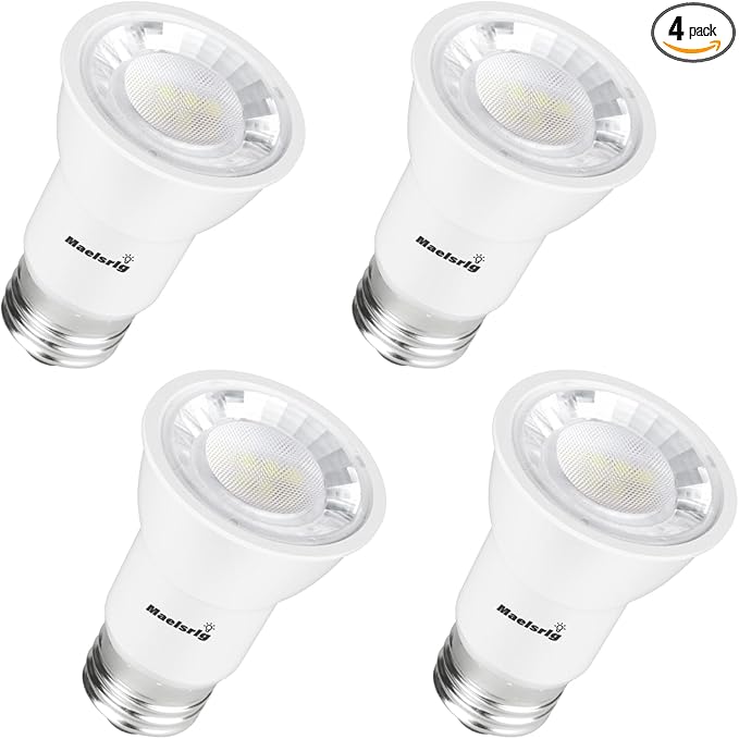 PAR16 LED Long Neck Recessed Spotlight Bulb, 6W(60W-75W Equivalent) Dimmable, 600 Lumens, 40° Beam Angle, Track Light Bulbs Daylight 5000K, E26 Medium Base, Pack of 4