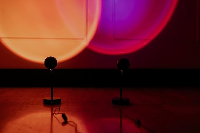 Fisura - Sunset lamp. Sunset lamp with 16 Colors and 4 Light Modes. Romantic Table lamp with 180º Rotation. Ambient Light 25,4 x 68,58
