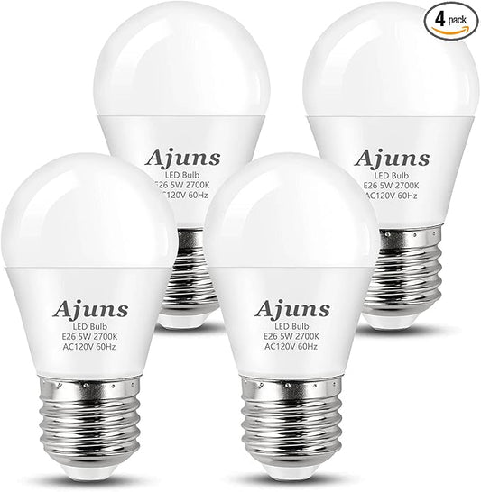 LED Bulb 5W Equivalent 40W 120V Light Bulb Ceiling Fan Light Bulbs, Warm White 2700K A15 LED Energy Saving Bulb, E26 Base Not Dimmable 4 Pack