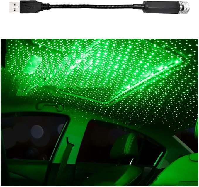 USB Projector Night Light, Highlighted Car Roof Light, Auto Interior LED Romantic Atmosphere Light, Adjustable Night Lamp for Bedroom Party, Universal Decor Car Accessories (Green)
