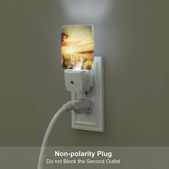 Sunflower Field at Sunset Night Light,Plug Into Wall Decor for Stairway,Hallway,Kitchen,Dusk to Dawn Sensor Nightlights for Boys/Girls/Women/Men Room Gifts