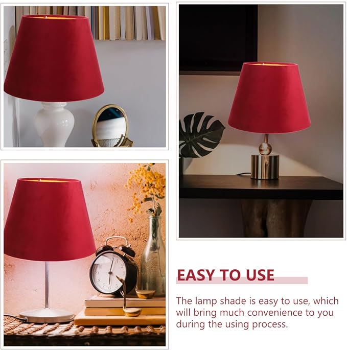 DOITOOL E27 Lamp Shade for Table Lamp, Red Lamp Shade, Barrel Cloth, Small s for Floor Light Ceiling Light Covers, Replacement for Bedroom Living Room Decor