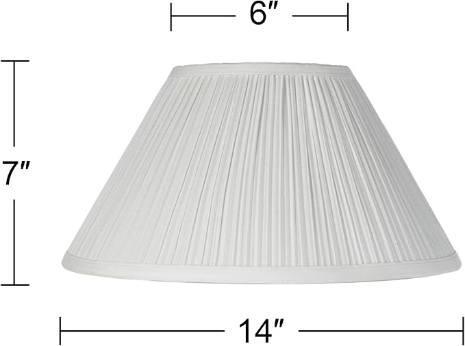 Ivory Mushroom Pleated Large Lamp Shade 6" Top x 14" Bottom x 7" High x 8" Slant (Spider) Replacement with Harp and Finial - Springcrest