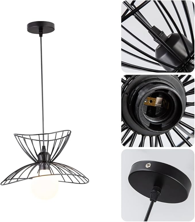 Retro Black Pendant Light Over Kitchen Island, Adjustable Modern Hanging Light Fixture,Industrial Pendant Lighting for Dining Room,Living Room,Bedroom,Hallway,Kitchen,Bar,30cm