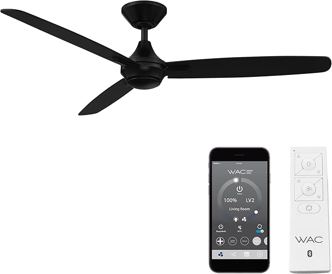 WAC Lighting F-060-MB Blitzen 54" Ceiling Fan & Remote, Matte Black