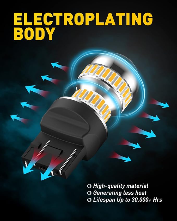 AUXITO LED Turn Signal Lights Tail Lights 7443 7440 T20 7440A Led Bulbs Amber Yellow Bright 7441 7444 7444NA W21W LED Replacement Lights for Front Rear Turn Signal Marker Blinker Lights(Pack of 2)