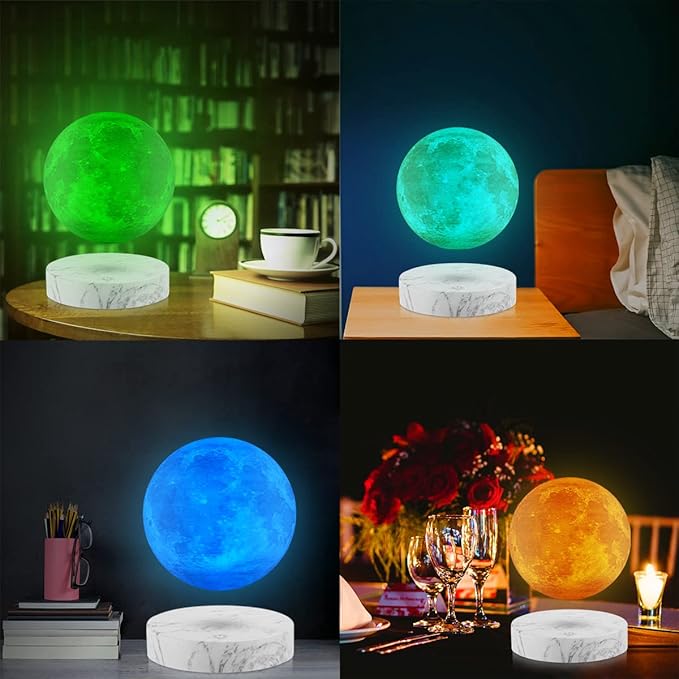 UVEHAS Floating Moon Lamp - Levitating Moon Lamp Has 16 Colors LED Lighting Modes Spinning 3D Printing Moon Light Magnetic Levitation Night Lights Unique Gifts for Christmas, Room Decor