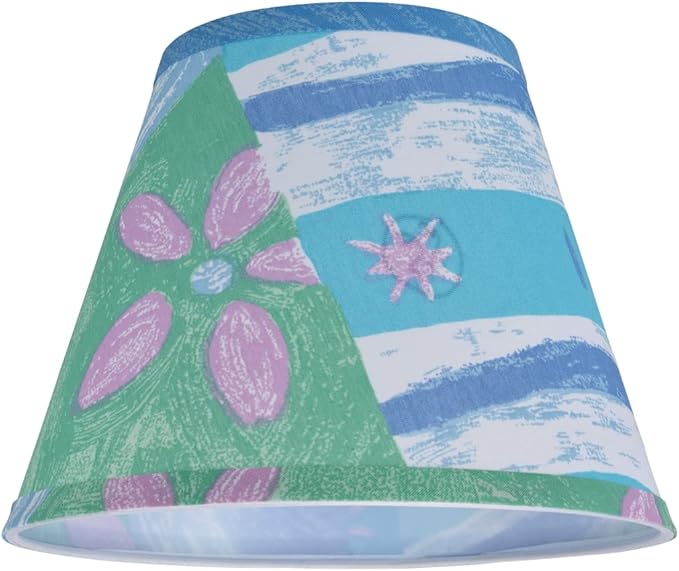 Aspen Creative 32172A Transitional Hardback Empire Shape Spider Construction Lamp Shade in Blue & Green with Beach Theme, 9" wide (5" x 9" x 7")
