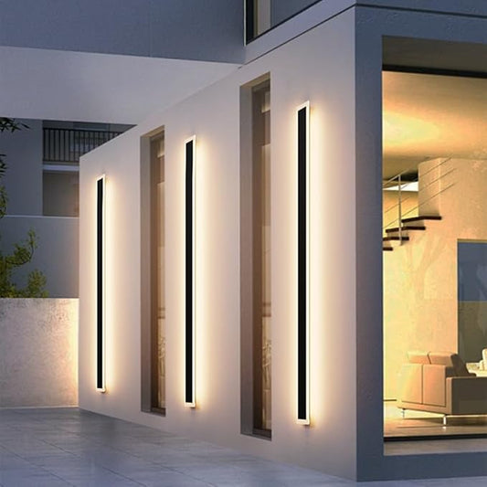 Aipsun Porch Wall Lights 71 inch Long Strip Modern Outdoor Wall Light Fixture 1 Pack, 50W Black Wall Mount Lighting Sconce Exterior Lights Wall Sconce 3000K for House Living Room Corridor