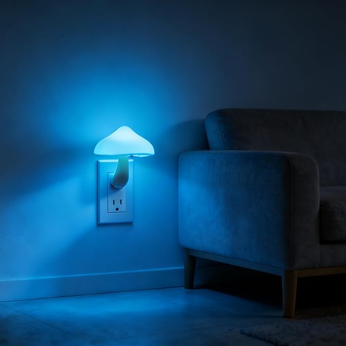 AUSAYE 3 Pack Sensor LED Night Light Plug in Lamp 7 Color Changing Mushroom Light Cute Night Lights for Adults Kids NightLight Bedroom,Bathroom,Toilet,Hallway,Stairs,Kitchen,Basement