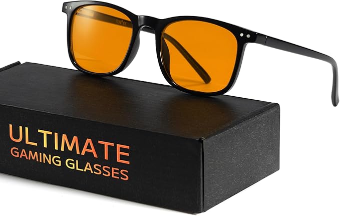 TIJN Sleep Glasses Blue Green Light Blocking Dual AR Coatings Amber Lens for Computer Gaming Screen Fatigue & UV Protection
