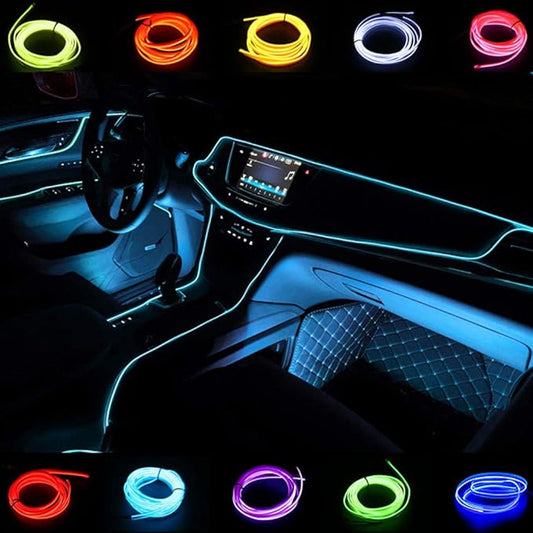 ABALDI El Wire Neon Light, Car Interior LED Lights for Xmas Halloween Christmas Car Interior Decoration(3m/9ft,Ice Blue)
