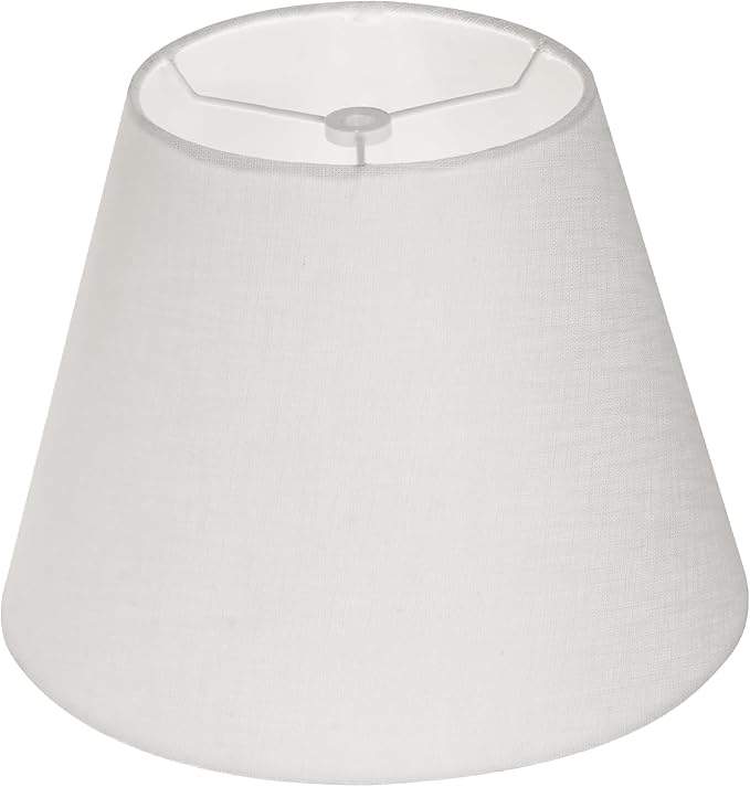 White Lamp Shade, ALUCSET Barrel TC Cloth Small Lampshade for Table Lamp and Floor Light, 6x10x7.5", Natural Linen Hand Crafted, Spider