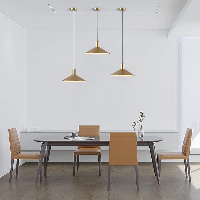 KCO Lighting Mid Century Modern Dome Pendant Light Gold and Black Barn Pendant Light Brass Cone Ceiling Pendant Light Fixture Farmhouse Kitchen Island Lighting (Gold)