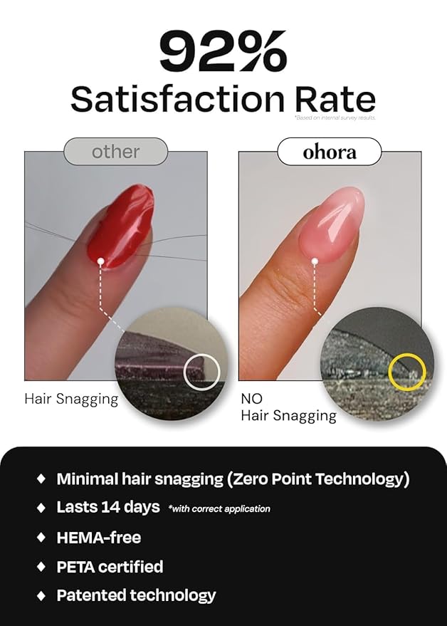 ohora Semi Cured Gel Nail Strips (N Lunar Eclipse) - Dark, Patterned, Works with Any UV/LED Lamps, Salon-Quality, Long Lasting, Easy to Apply & Remove - Includes 2 Prep Pads, Nail File & Wooden Stick