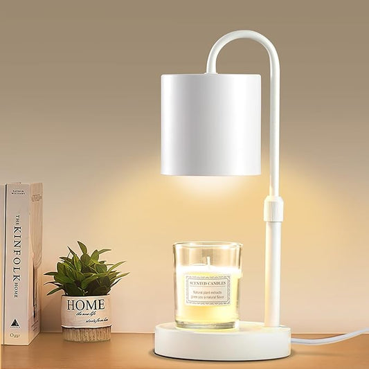 Briever Dimmable Candle Warmer Lamp with Timer, Height Adjustable Electric Candle Wax Warmer, Christmas Birthday Gifts for Women Mom, House Warming Gifts New Home Room Decor, White Solid Wood Base