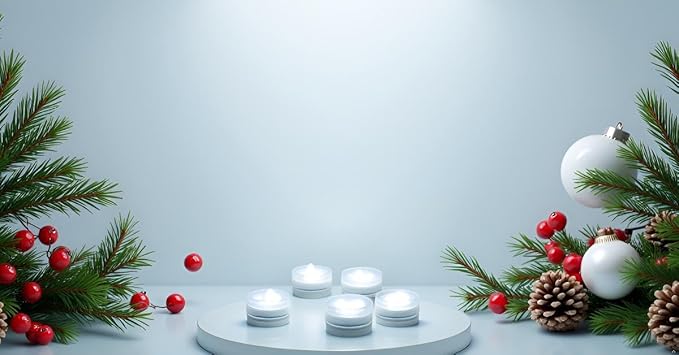 Mini Waterproof LED Christmas TeaLights - 20pcs Bright Battery Powered LED Puck Accent Light for Party Events Wedding Centerpiece Vases Lantern Paper Crafts Poll Pond Hot Tub Fountain Decor (White)