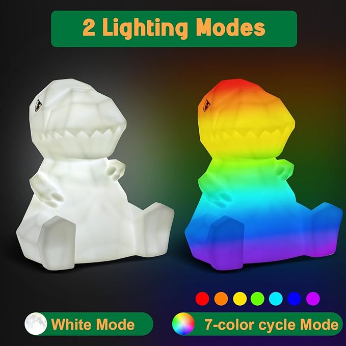 EPUMP Paint Your Own Rechargeable Easter Gifts Dinosaur Lamp Kit with 8 Color Modes - Arts and Crafts for Kids Age 4-8, Art Supplies Birthday Gifts Creative Activities Toys for Boys Girls Ages 3-12