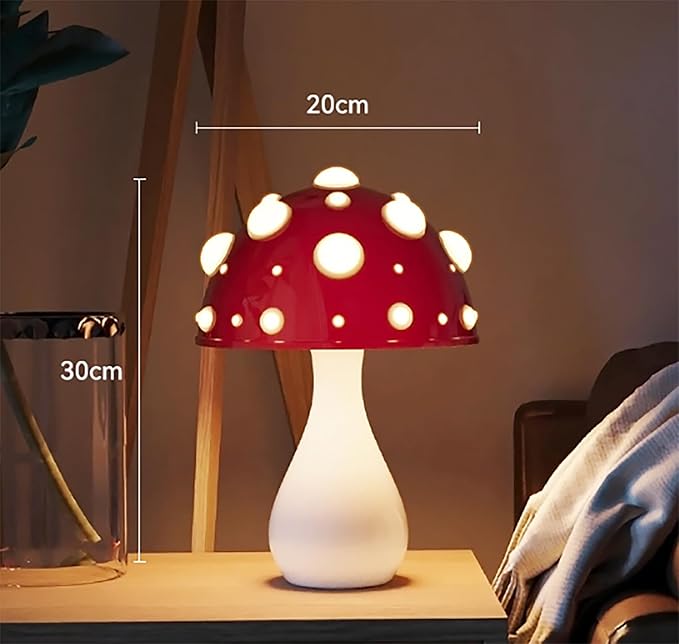 Mushroom Lamp 3 Color Lighting Mushroom Night Light Small Mushroom Lamps for Bedrooms for Home Decor, Kids, Bedroom, Living Room, College Dorm Room, Girl Gift (White), YUE/1001