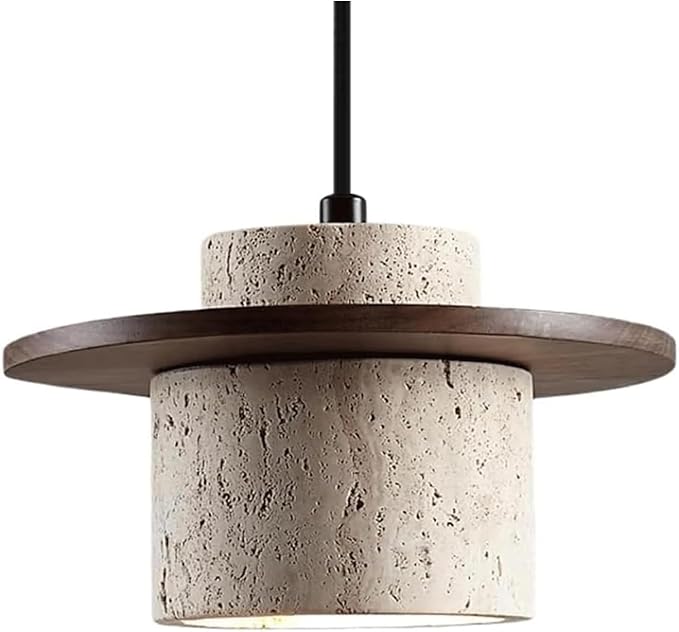 Large Wabi Sabi Pendant Light 9.85in Nordic Chandeliers with Natural Stone Shade Simple Hanging Light Fixture for Dining Room Bedside Kitchen Island