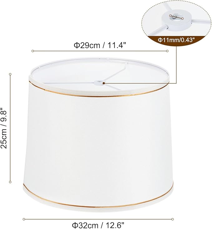 PATIKIL Lamp shades for Table Lamps 11.4" Top x 12.6" Bottom x 9.8" High Drum Lamp shades for Floor Lamps Medium Linen Lampshade Easy Assembly for Lamp Replacement, White