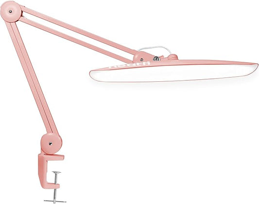 Neatfi XL 2200 Lumens 24W LED Desk Lamp with Clamp - Shadow-Free Task Lighting | 4-Level Dimming | Home Office & Crafts Use | 20-Inch Wide Head (Non-CCT, Rose Gold)