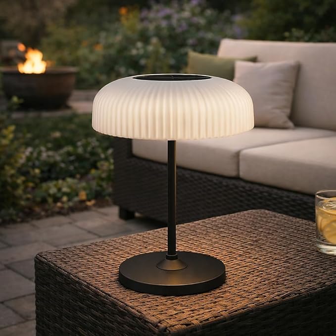 Cordless Table Lamp: Portable Rechargeable Waterproof Lamp for Shower Bathroom Kitchen Counter Outdoor Patio - Aesthetic Mushroom Design, Gifts for Women Mom, Battery Operated, USB & Solar Powered