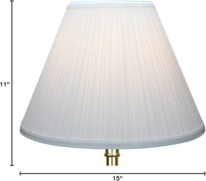 FenchelShades.com Set of 2 Lampshades 6.5" Top Diameter x 15" Bottom Diameter x 11" Slant Height with Washer (Spider) Attachment for Lamps with a Harp (Pleated Mushroom White)